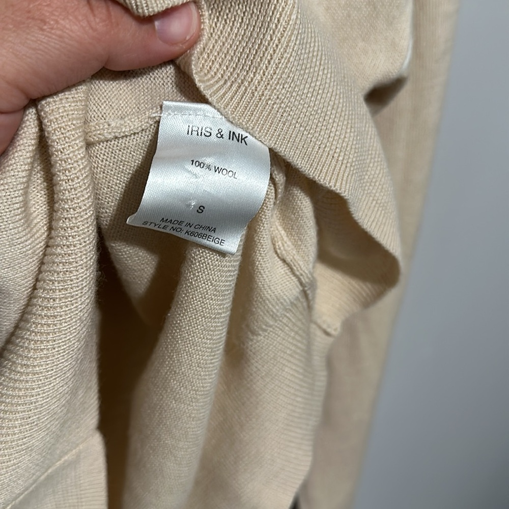 Iris & Ink Beige And Tan Piped 100% Wool Lightwei… - image 3